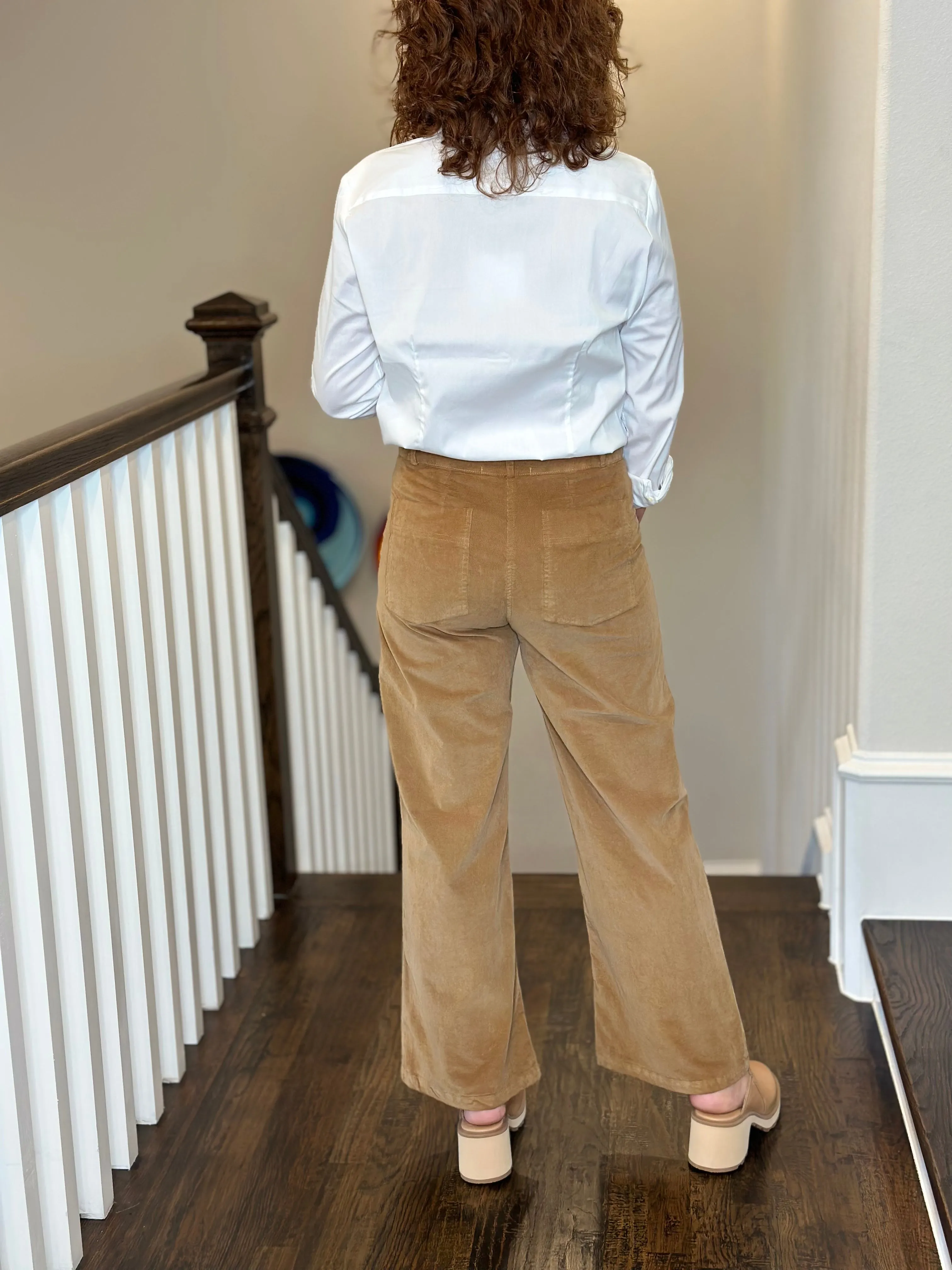 Self Contrast Aria Hi-Waist Pants in Camel