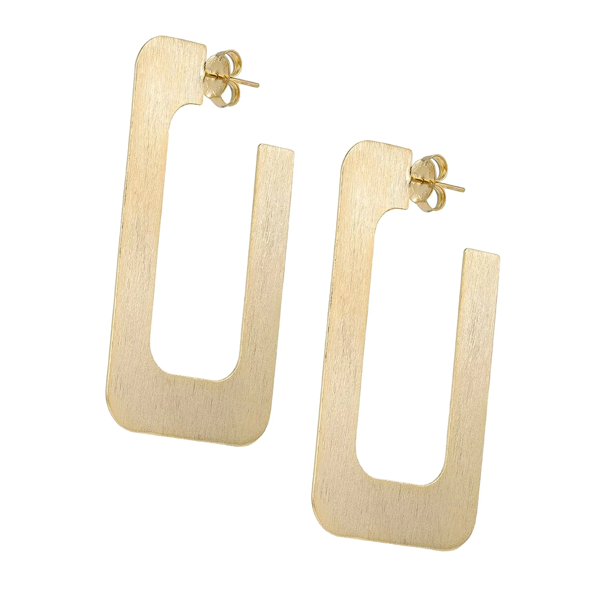 Sheila Fajl 2.5 inch Rectangular Vada Hoop Earrings in Brushed Gold