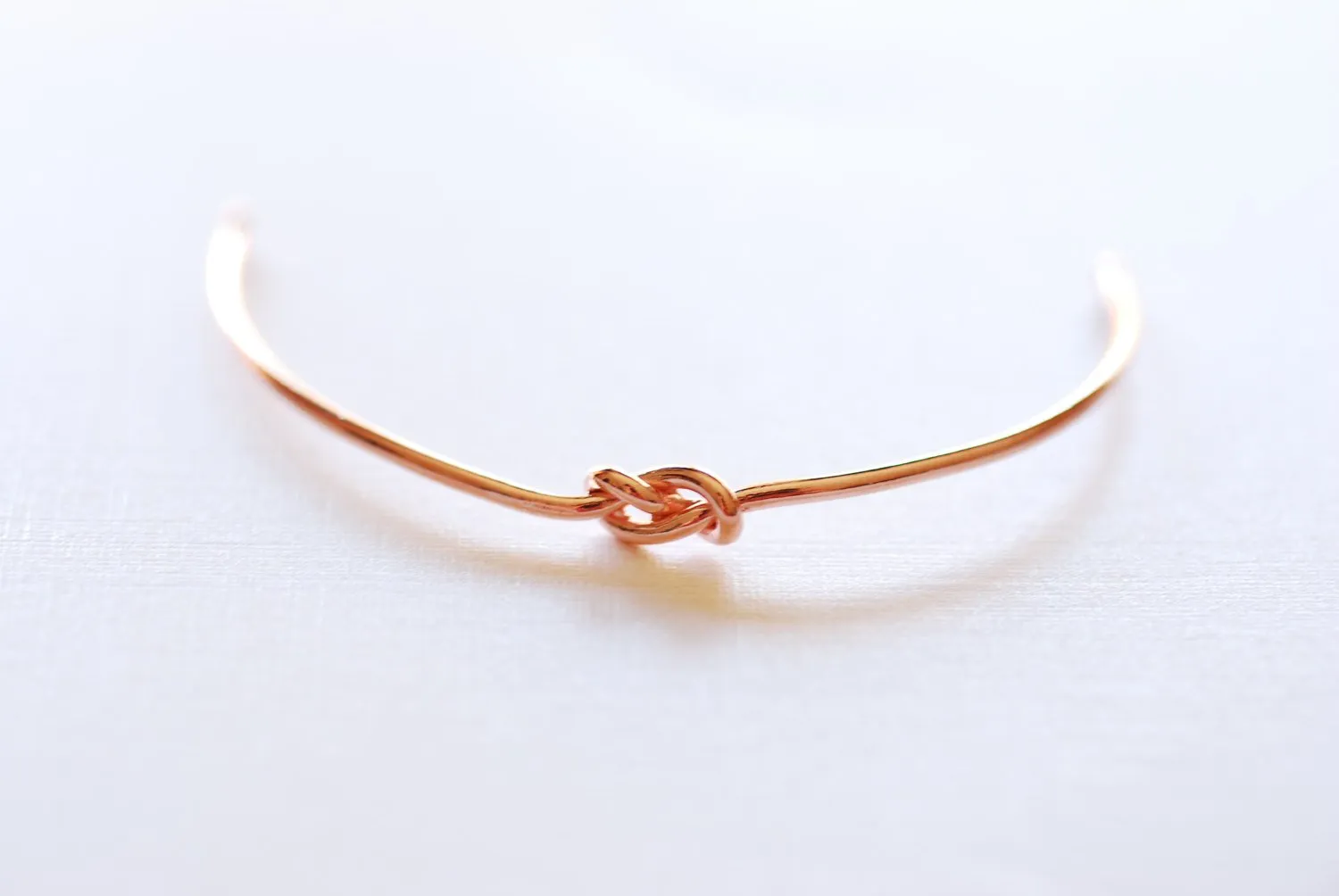 Shiny Pink Rose Vermeil Gold Love Knot Bracelet-18k gold plated Sterling Silver Knot Cuff Bracelet, Adjustable Bracelet, Bow Bracelet, 263