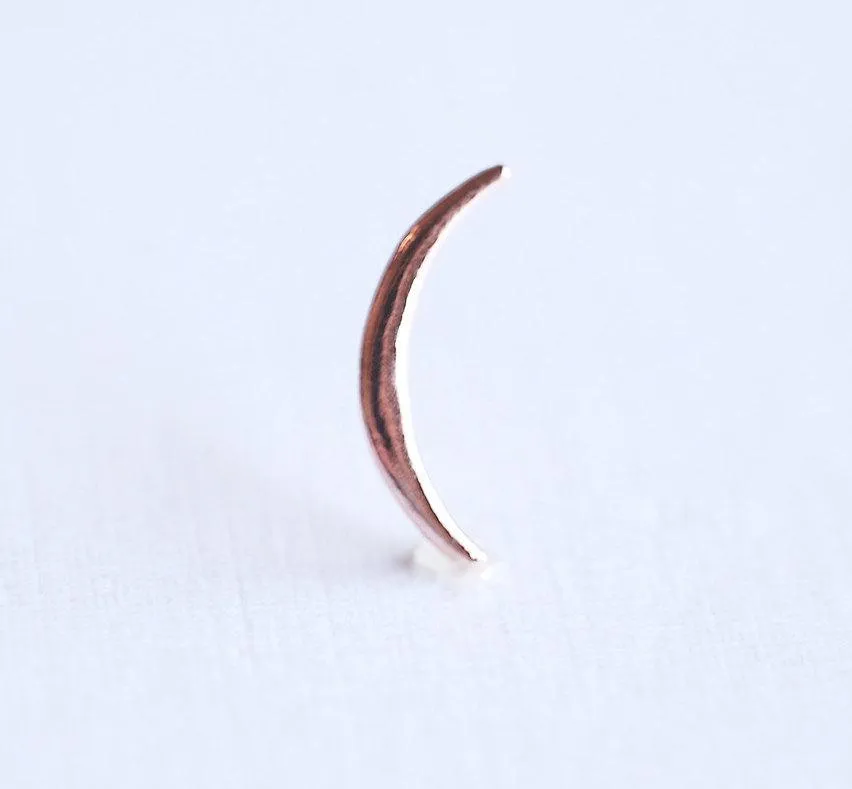 Shiny Pink Wholesale Rose Gold Vermeil Crescent Moon Charm- 18k rose gold Sterling Silver thin skinny Moon Charm pendant, tusk, Half moon charm, 285