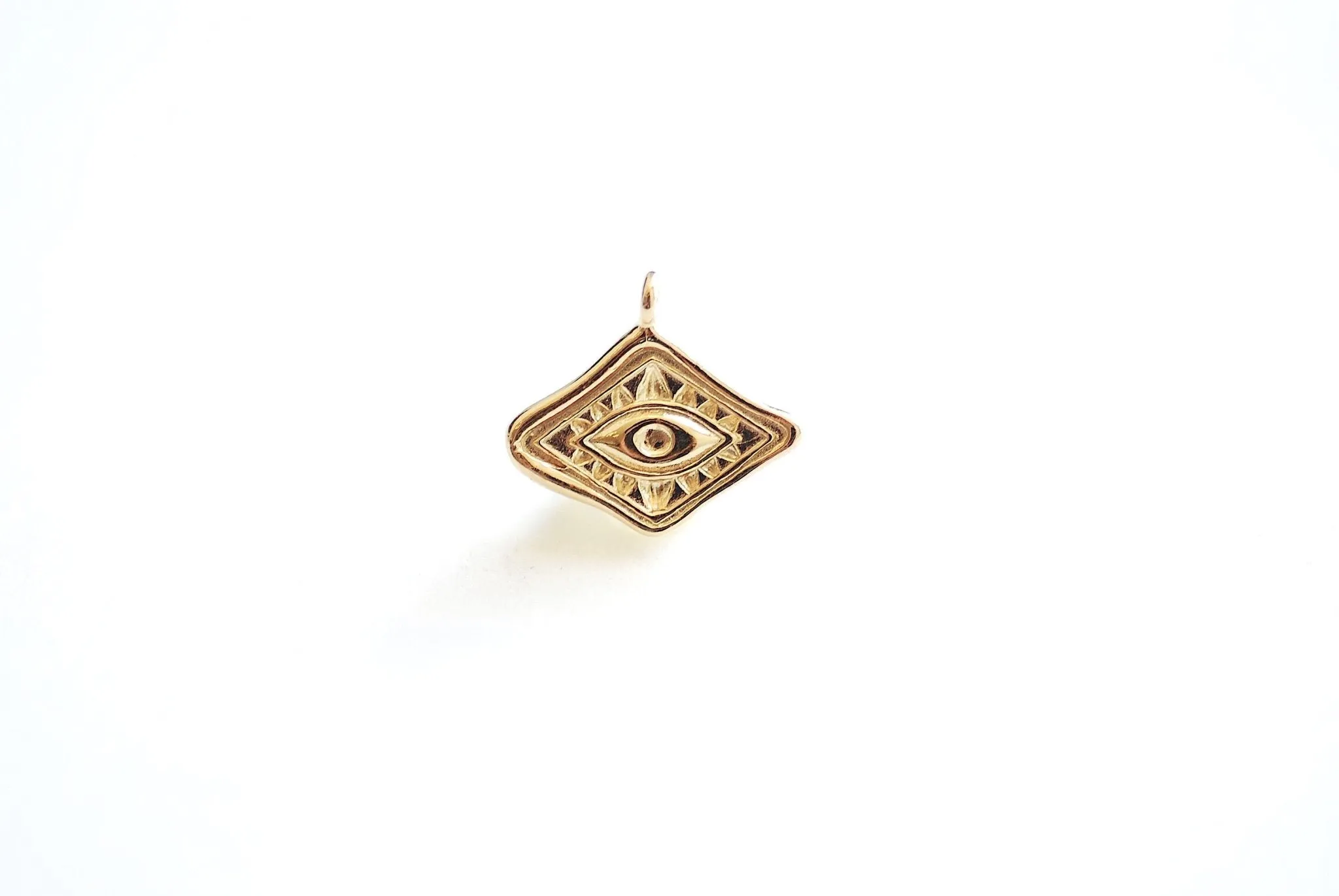 Small Evil Eye Charm - 18k vermeil gold plated 925 Sterling Silver, Diamond Shaped Evil Eye, Eye of Ra Good luck Protection, DIY Jewelry,495