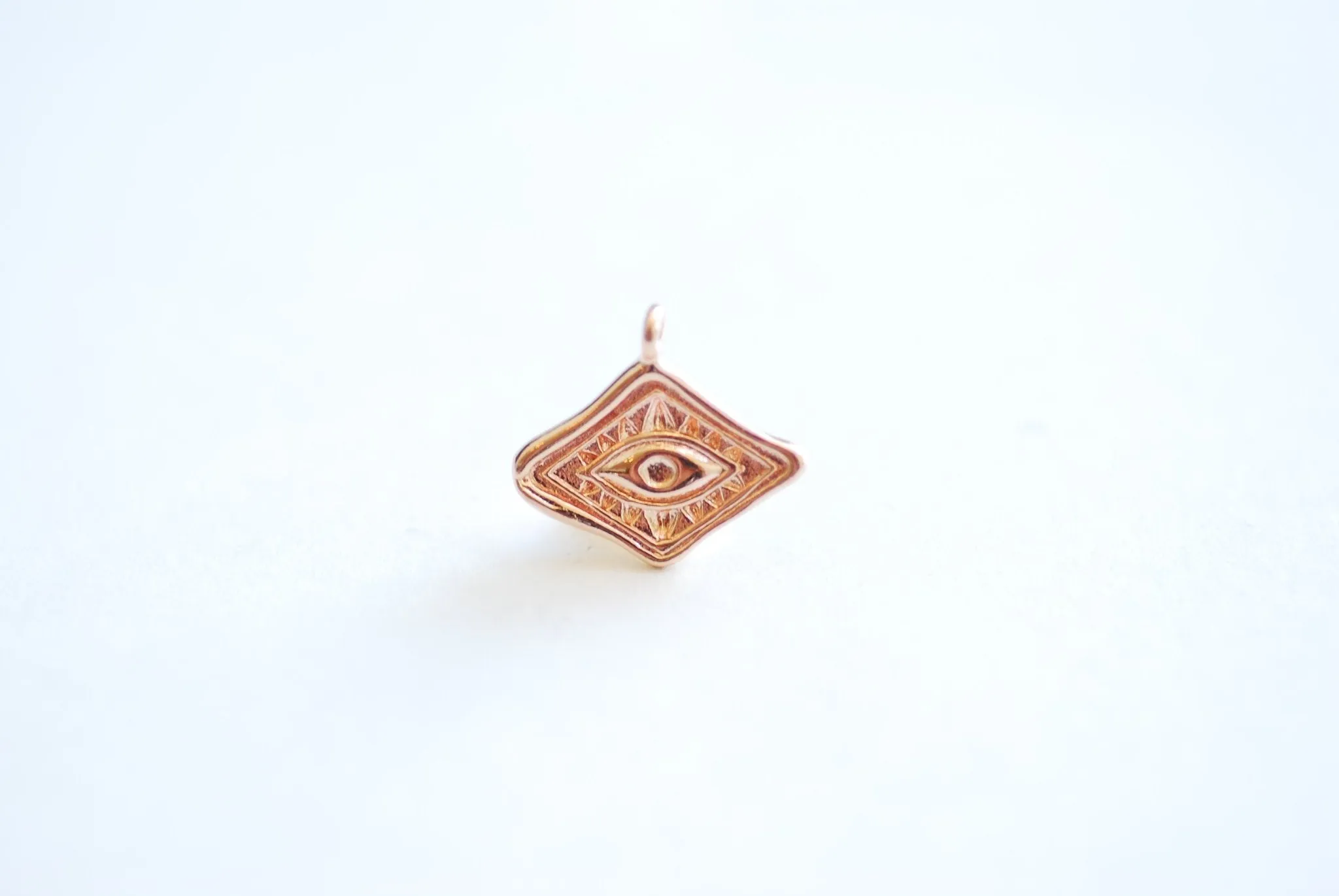 Small Evil Eye Charm - 18k vermeil gold plated 925 Sterling Silver, Diamond Shaped Evil Eye, Eye of Ra Good luck Protection, DIY Jewelry,495