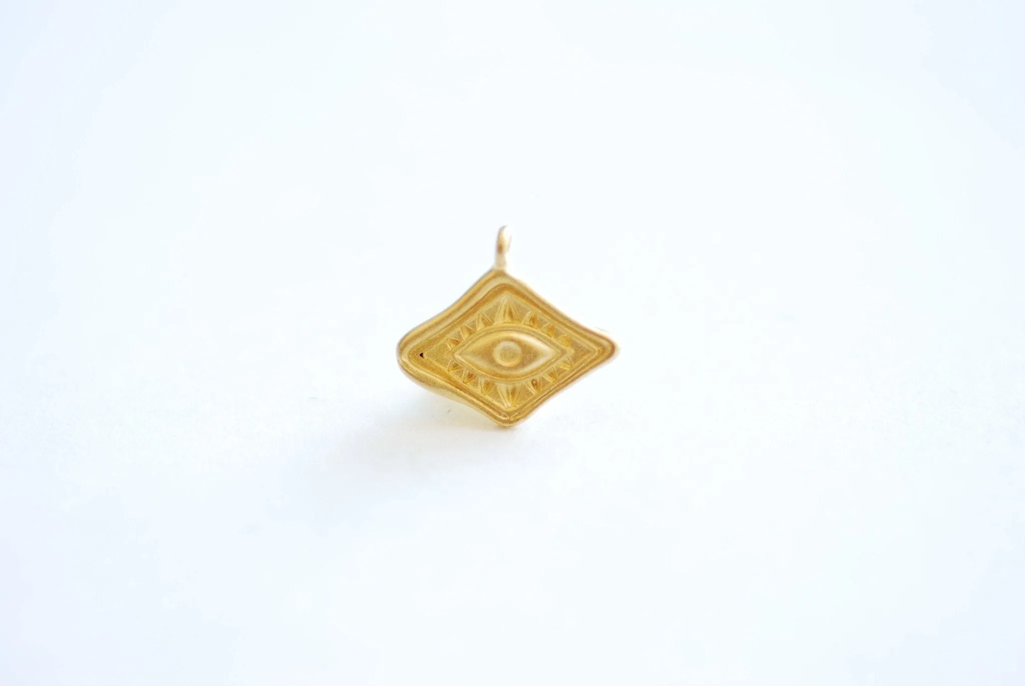 Small Evil Eye Charm - 18k vermeil gold plated 925 Sterling Silver, Diamond Shaped Evil Eye, Eye of Ra Good luck Protection, DIY Jewelry,495