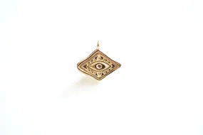 Small Evil Eye Charm - 18k vermeil gold plated 925 Sterling Silver, Diamond Shaped Evil Eye, Eye of Ra Good luck Protection, DIY Jewelry,495