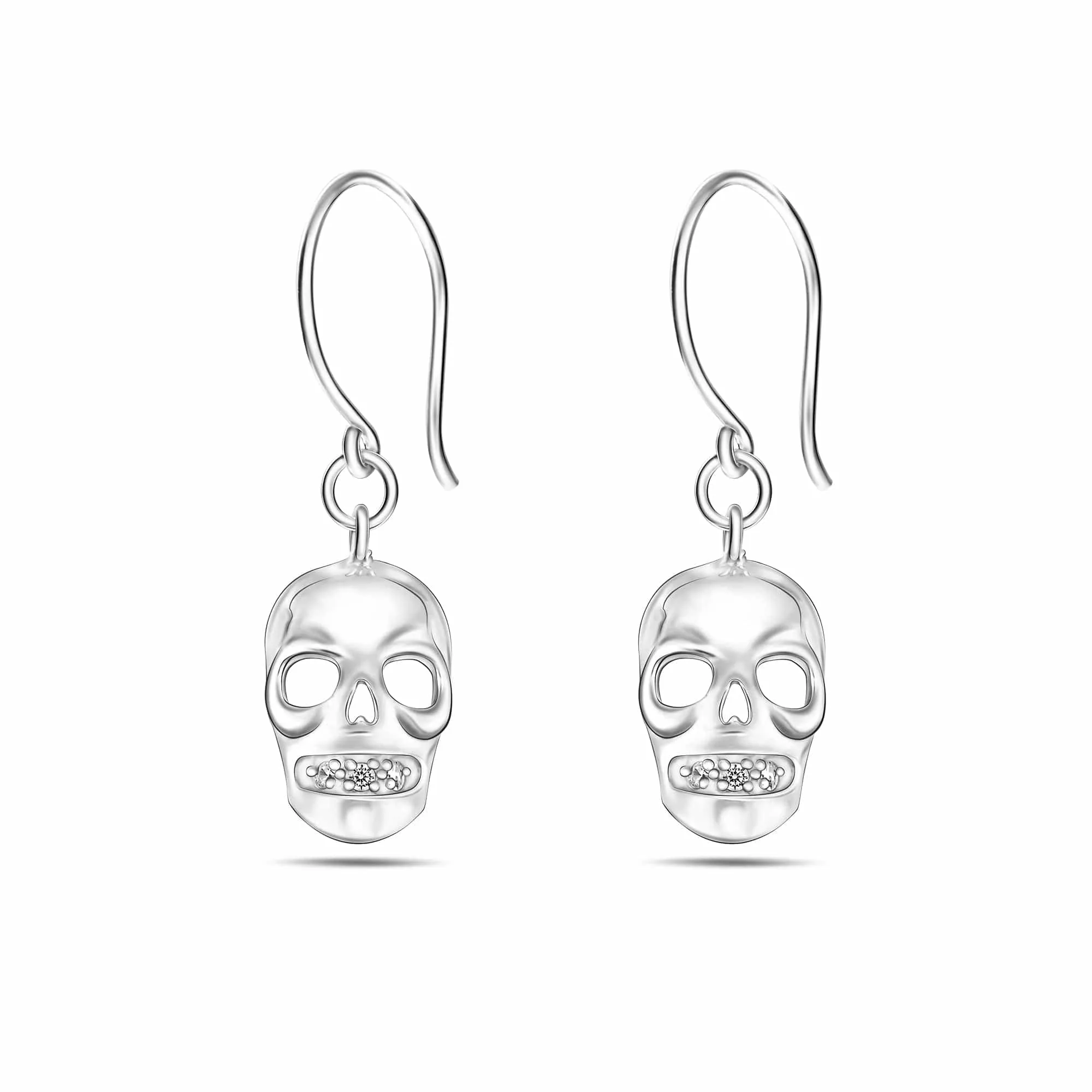 Spooky Skull Dangle Earrings Sterling Silver