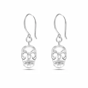 Spooky Skull Dangle Earrings Sterling Silver