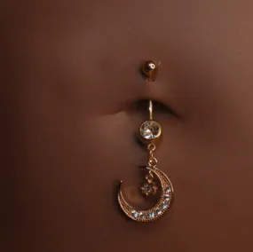 Steel Plus Size Star Half Diamond Moon Navel Piercing