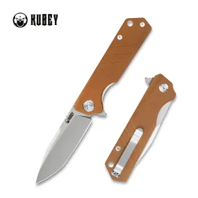 Tarrow Liner Llock Flipper Knife Tan G10 Handle (3.5 Beadblast AUS-10) KB144C