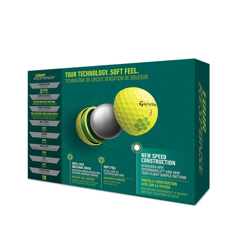 Taylormade Tour Response Golf Balls 12 Pack Yellow