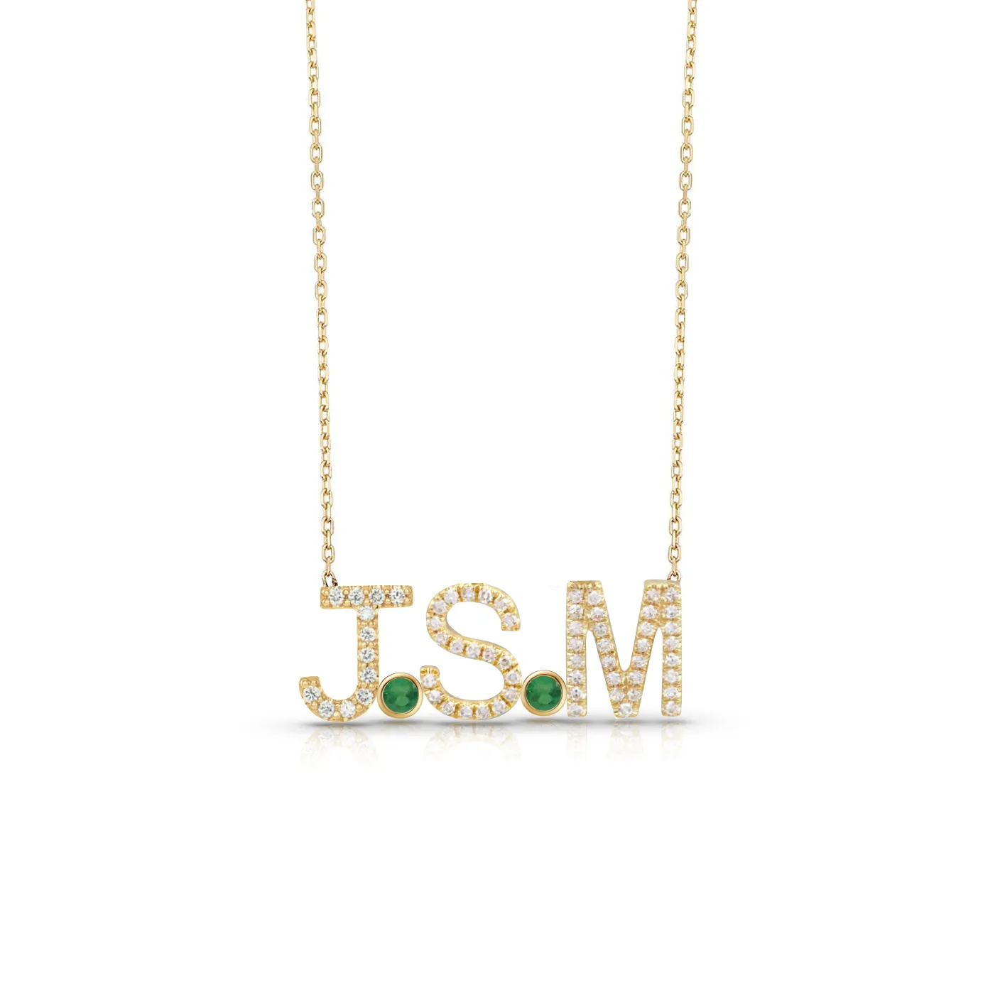 The ADEL Diamond Initials   Bezels Necklace