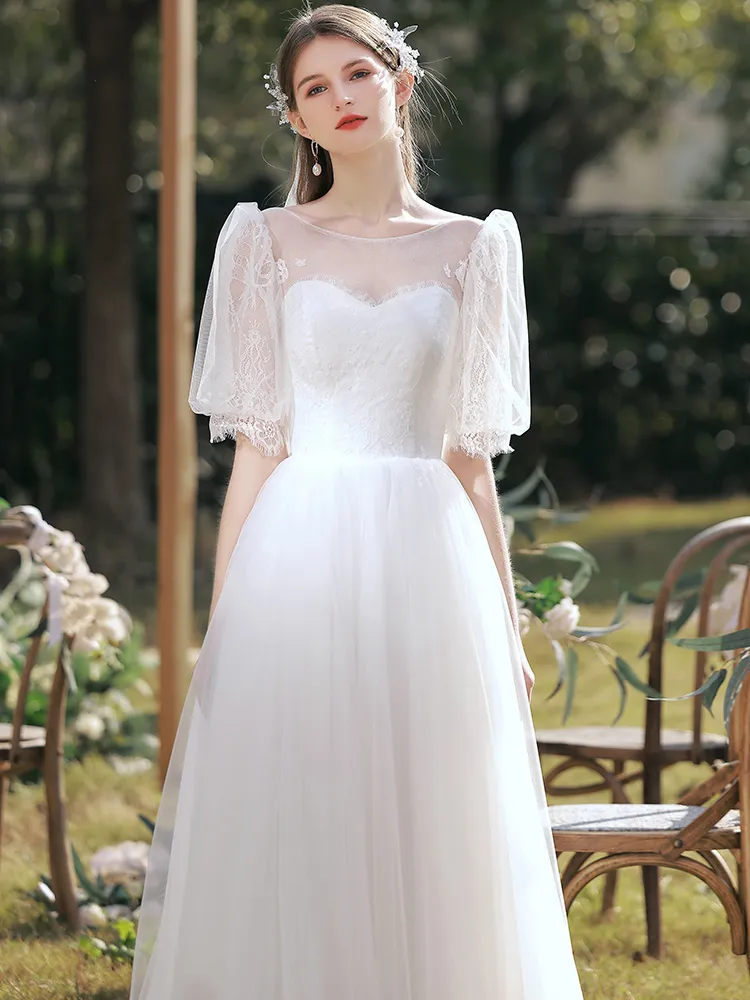 The Kordelia Wedding Bridal Short Sleeves Gown