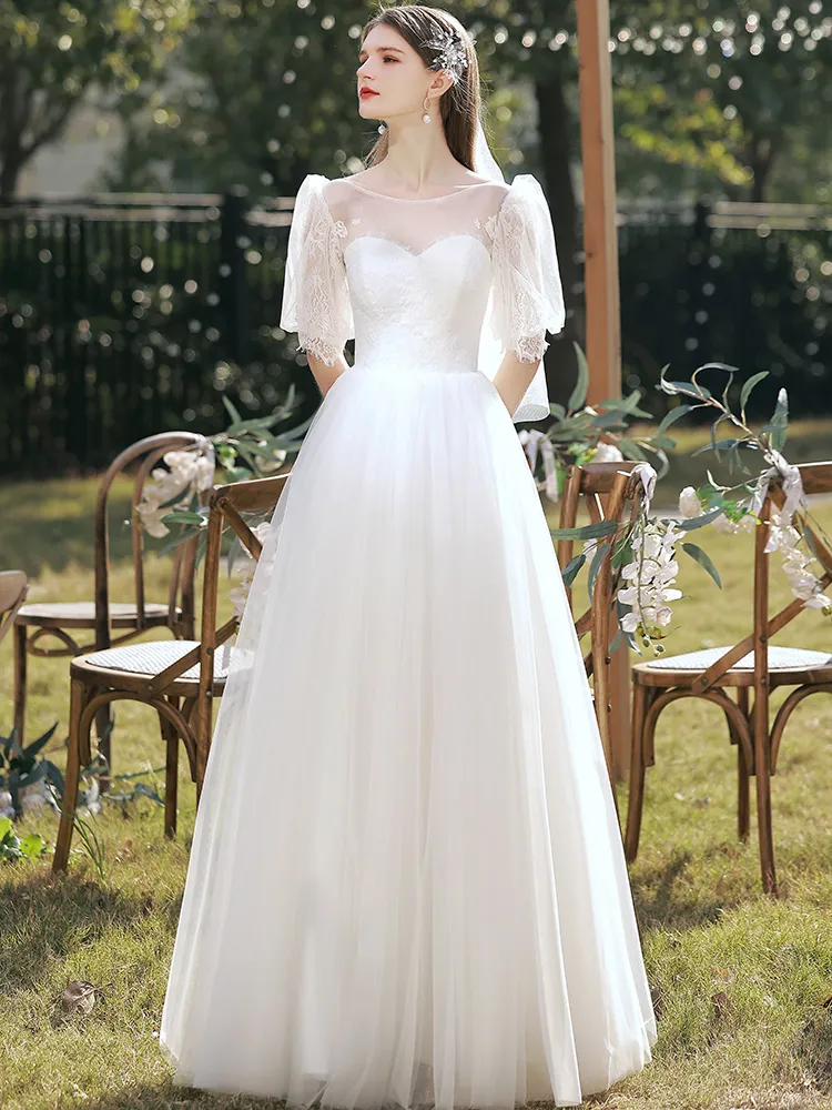 The Kordelia Wedding Bridal Short Sleeves Gown