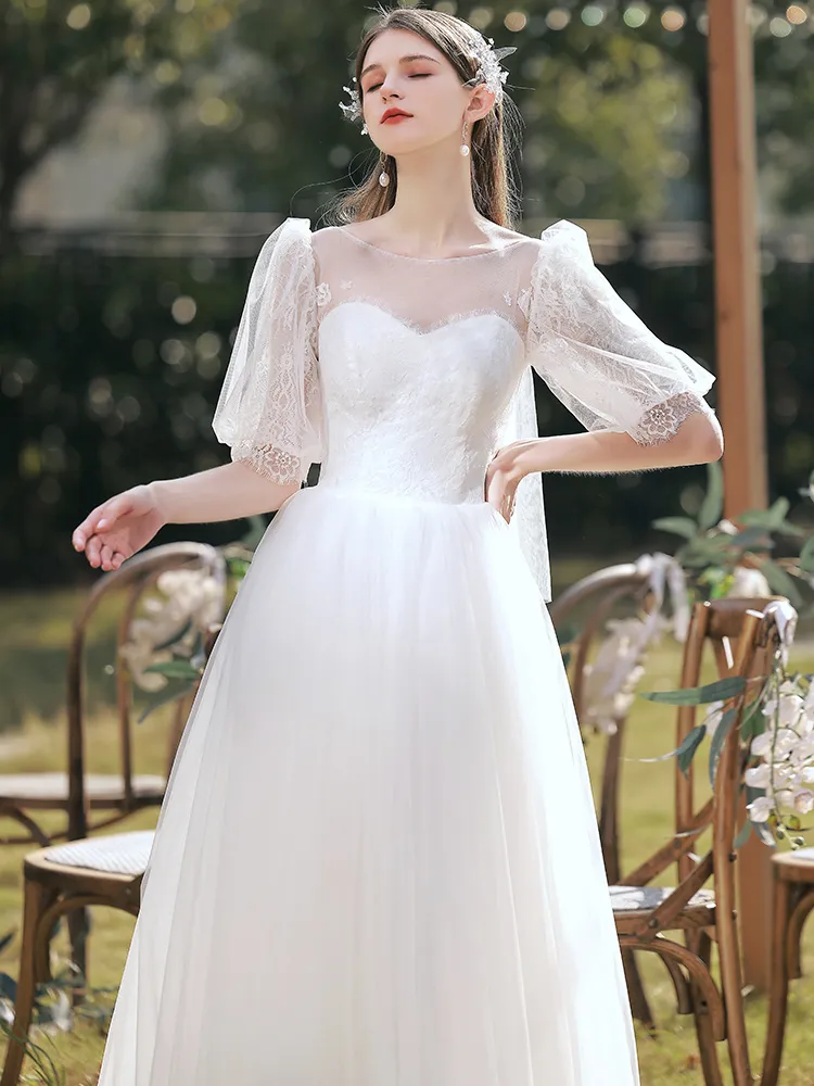 The Kordelia Wedding Bridal Short Sleeves Gown