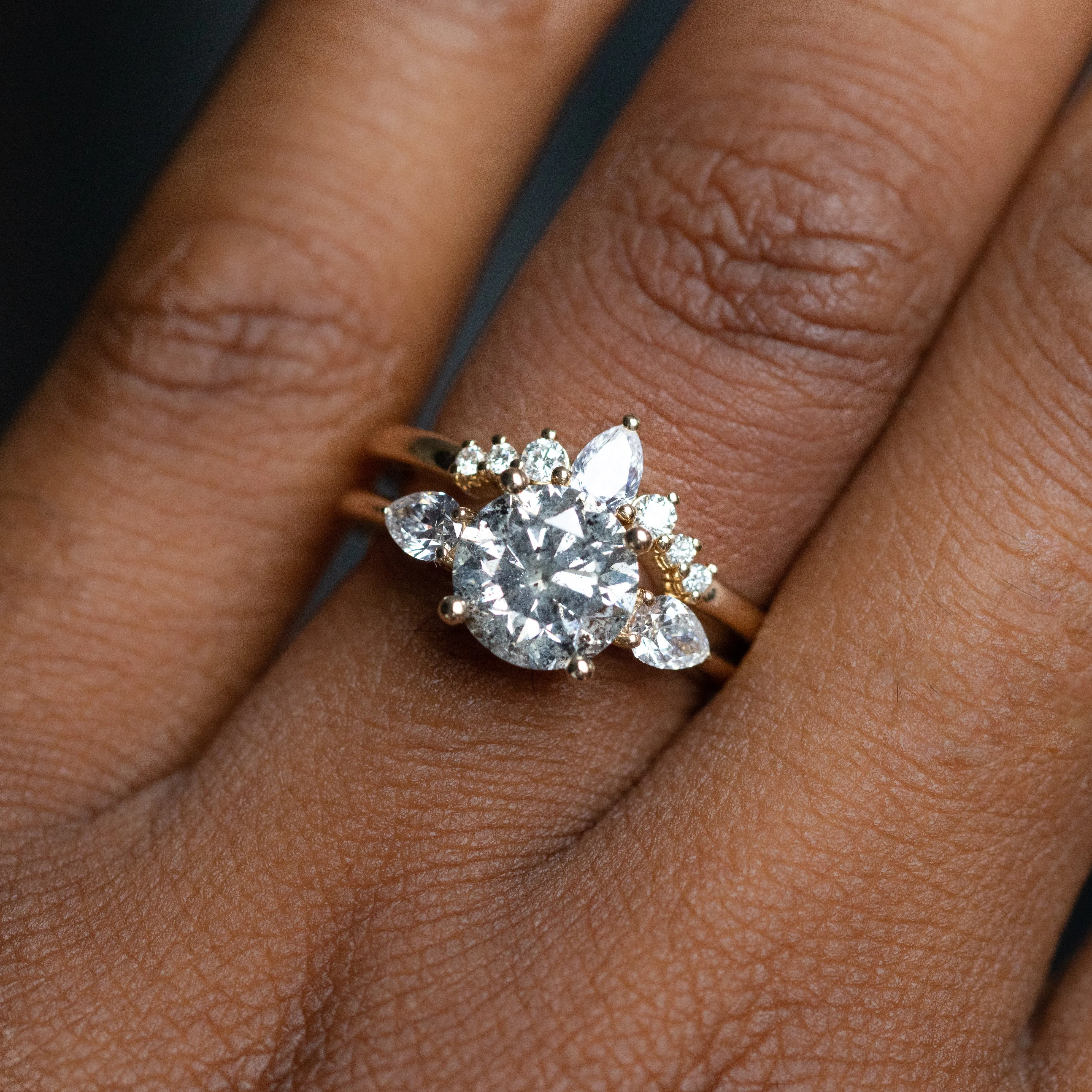 Three Stone Ring with Pear Side Stones- Setting