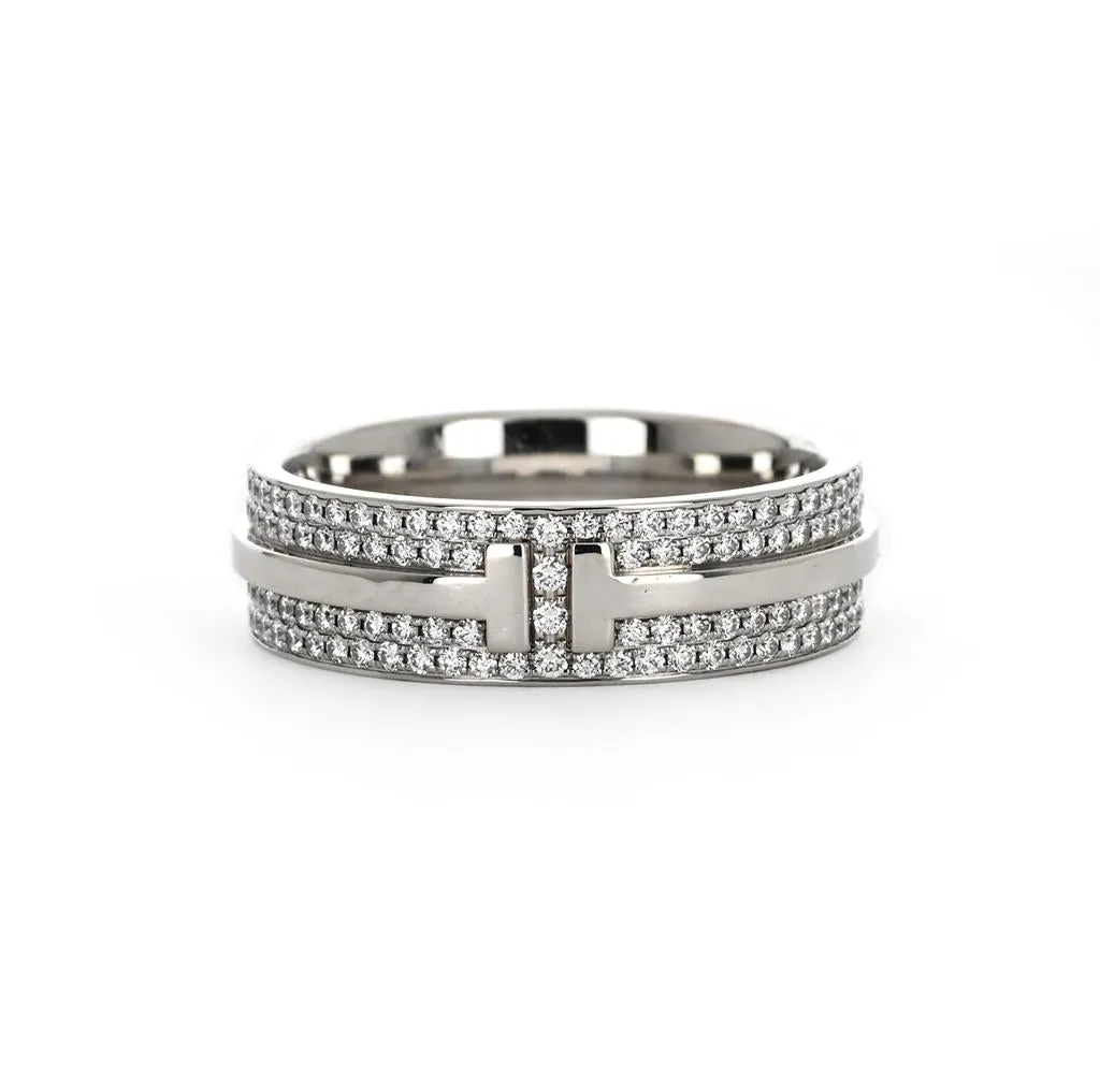 Tiffany & Co | 0.63ctw 'T' Wide Pavé Diamond Ring