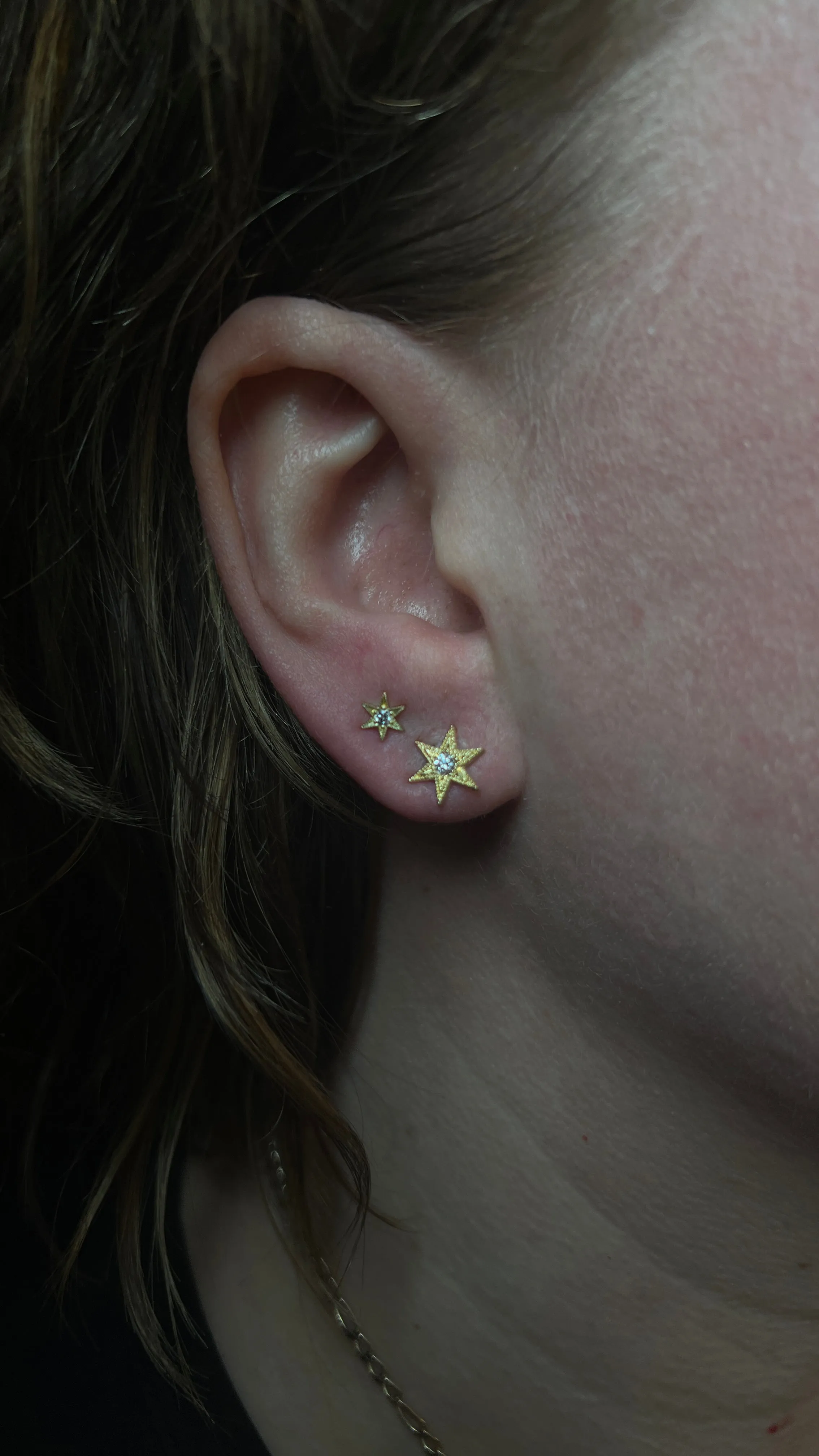 Tiny Six Point Star Stud Earrings