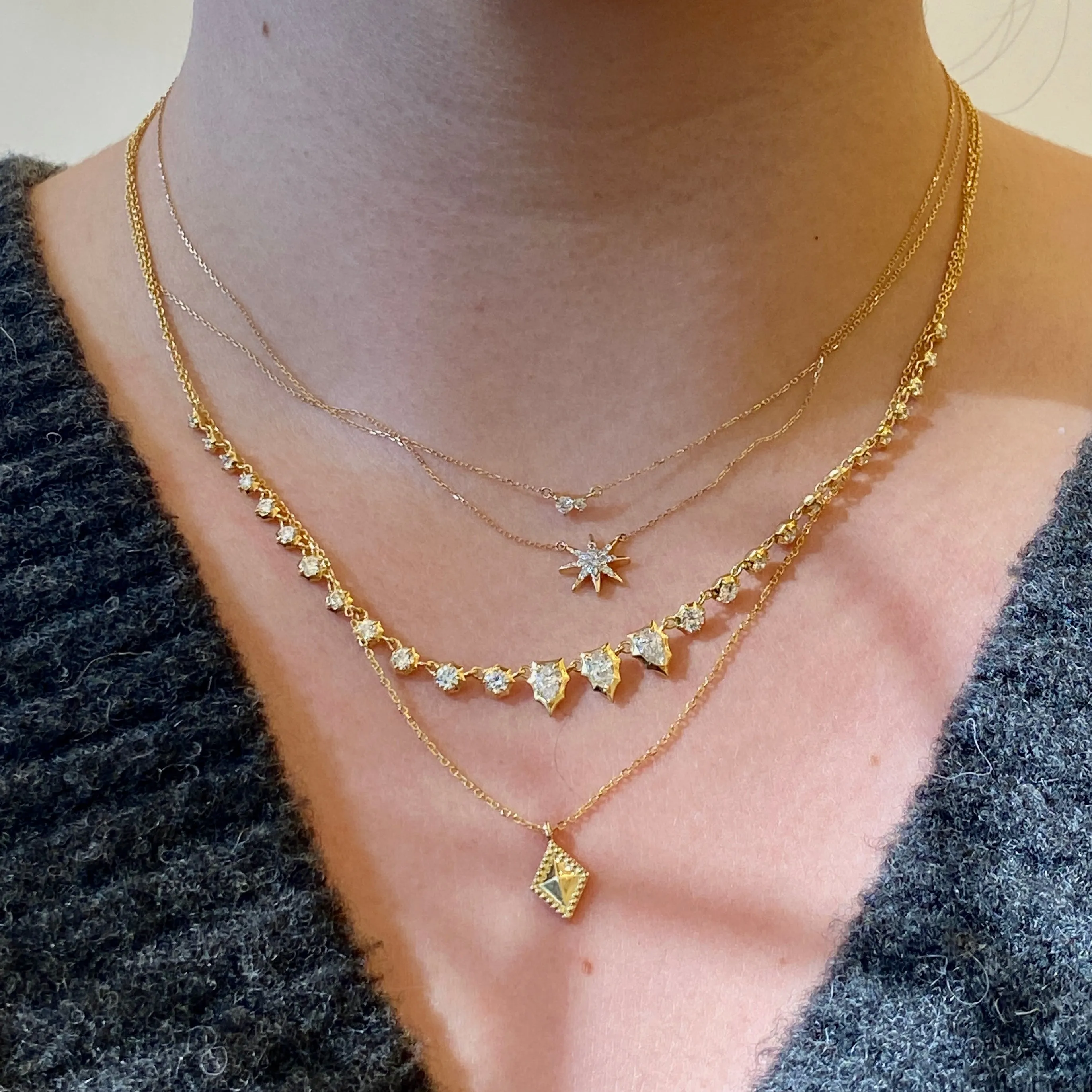 Tiny Two Diamonds Amigos Necklace