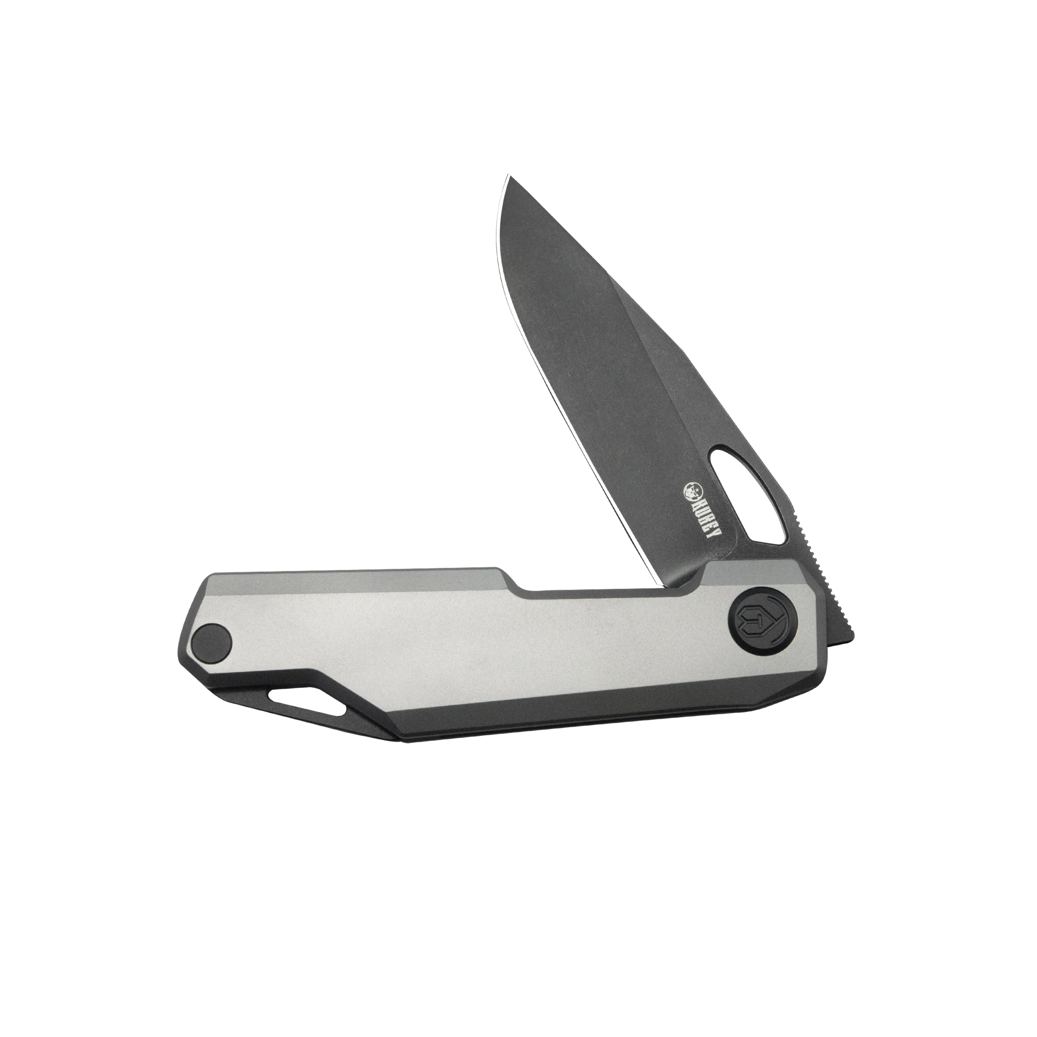 Verijero Fronter Flipper Pocket Folding Knife Grey 6AL4V Titanium Handle 3.35 Blackwash 14C28N KB340B