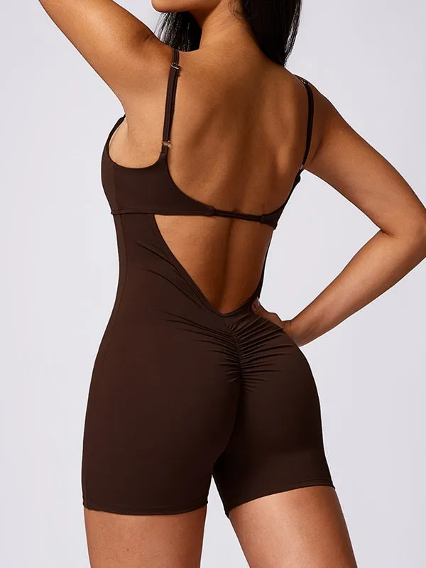 ZASUWA Female Backless Scrunch Bum Short Jumpsuits